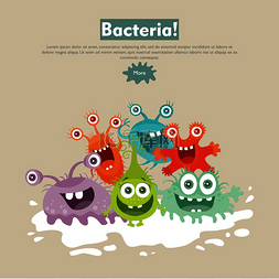 细菌平面卡通矢量网页横幅细菌网