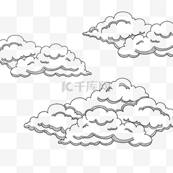 黑白素描云朵天气雕刻风格