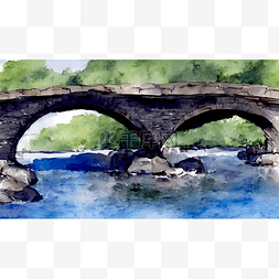 桥小河图片_小河上的石桥