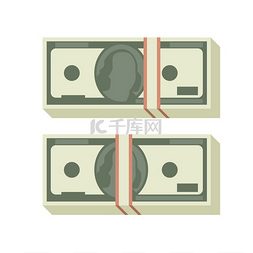 美国钞票图片_美元堆平图标一叠美元的插图白色