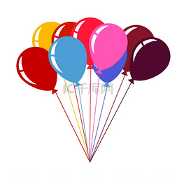 氦气球图片_在白色背景隔绝的五颜六色的氦气