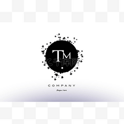 tm t m 圈 grunge 飞溅字母表字母标志