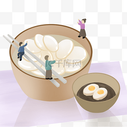 料理韩国图片_人物韩式料理年糕汤插图