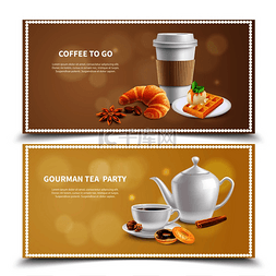 集合美食图片_两条带有咖啡和各种甜点的水平横