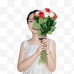 女孩手拿鲜花