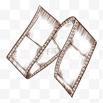 电影胶卷素描风格线条画复古经典插图