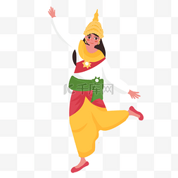 柬埔寨新年包头巾跳舞的女孩