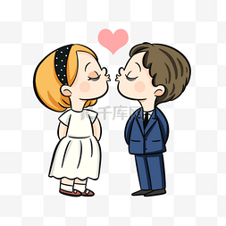 婚礼卡通背景图片_情侣接吻人物线条风格