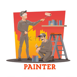 画家绘画墙矢量绘画服务和室内设