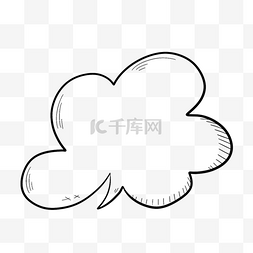 云朵漫画对话框图片_黑白线稿简约云朵气泡