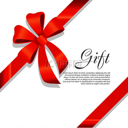 礼品背景框图片_礼品红色宽丝带明亮的蝴蝶结有两