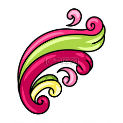 装饰性旋流叶片的插图粉红色和绿