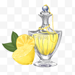 柠檬水彩精油香水瓶