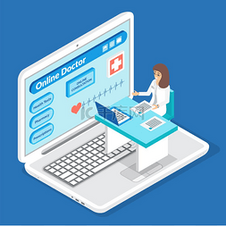 互联网医院图片_计算机上的健康和医疗咨询应用程