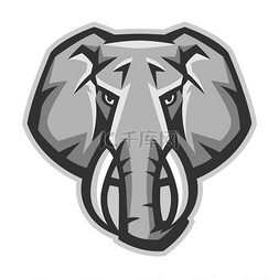非洲大象图片_吉祥物程式化的大象头。