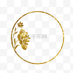 植物线条边框图片_新年新春鎏金金箔金色植物花朵边