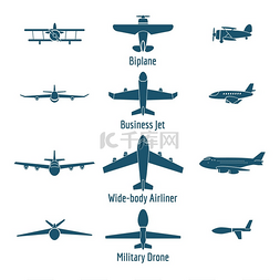 不同的飞机类型。