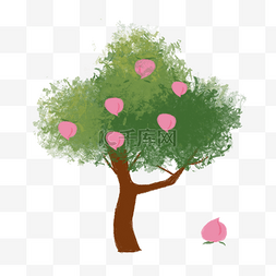 卡通水果树图片_卡通水果树粉色美味桃子