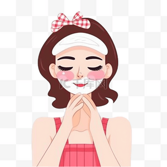 卡通手绘补水护肤敷面膜女孩