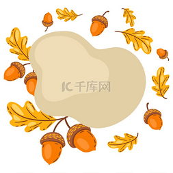 橡叶图片_背景来自橡树叶和橡子季节性秋季