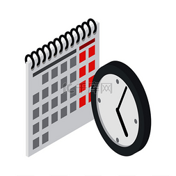 白色沙漏图标图片_翻转日历和挂钟图标矢量插图隔离