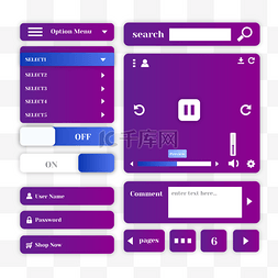 紫色科技图标图片_用户界面紫色渐变图标手机图标体