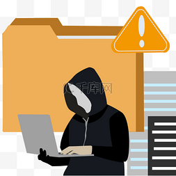 扁平风格黑客电脑安全