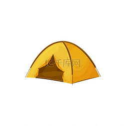 徒步图标图片_帐篷、营地或旅游圆顶屋，矢量平