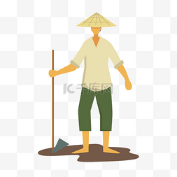 越南农民戴笠帽锄头卡通