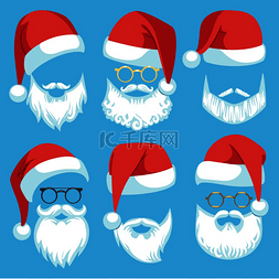 圣诞老人胡子帽子图片_圣诞老人的帽子和胡须。