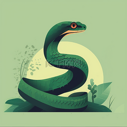 蛇动物卡通图片_扁平可爱卡通蛇动物元素