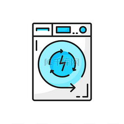 机窗口图片_带有额外收紧标志的电动洗衣机或