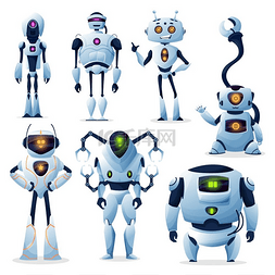 生物技术宣传页图片_卡通机器人、机器人机器人和机器
