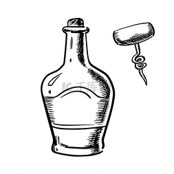 创意软木塞桌子图片_传统瓶中的威士忌，带有软木塞、