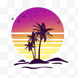 夏季星空棕榈树剪影
