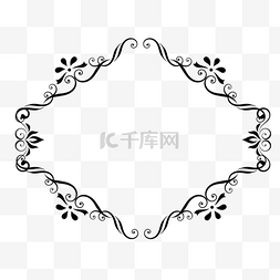 古典边框花卉图片_装饰边框黑白线稿美丽花环