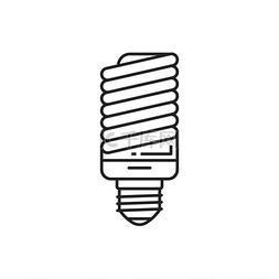 金属卤素灯图片_节能灯泡隔离细线图标矢量轮廓环