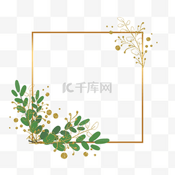 正方形植物叶子金箔装饰边框