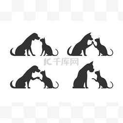 手绘卡通宠物狗图片_宠物猫、 狗的剪影