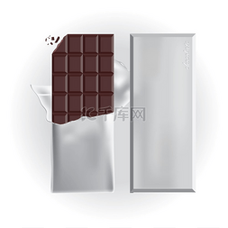 带箔纸包装矢量插图的巧克力棒