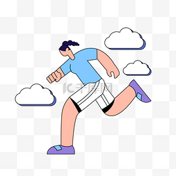 跑步运动人物图片_描边漫画风跑步女孩