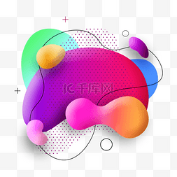 撞色格子图片_彩虹色流体渐变抽象孟菲斯边框