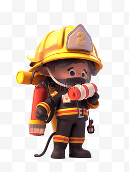3D立体职业人物形象消防员