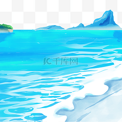 蓝色远山图片_夏天海边蓝色清凉海滩