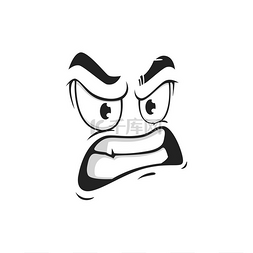 愤怒的表情图片_卡通脸咬牙切齿，矢量愤怒的表情