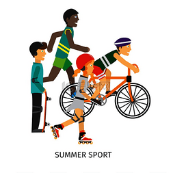 夏季运动横幅一群穿着运动服的人