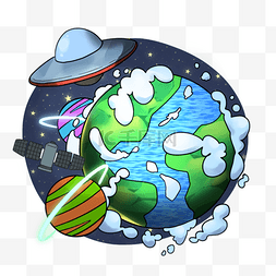 宇宙卡通飞船图片_太空星球卡通星球地球
