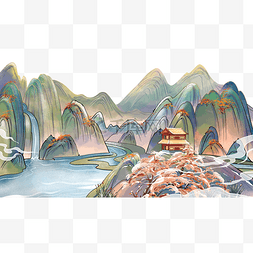 流入江河的水图片_冬天风景中国风山水雪景江河