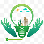 绿色能源低碳环保生活插画