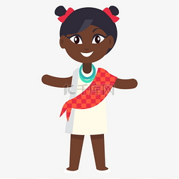 非洲儿童日图片_平面卡通设计中快乐的美国黑人小